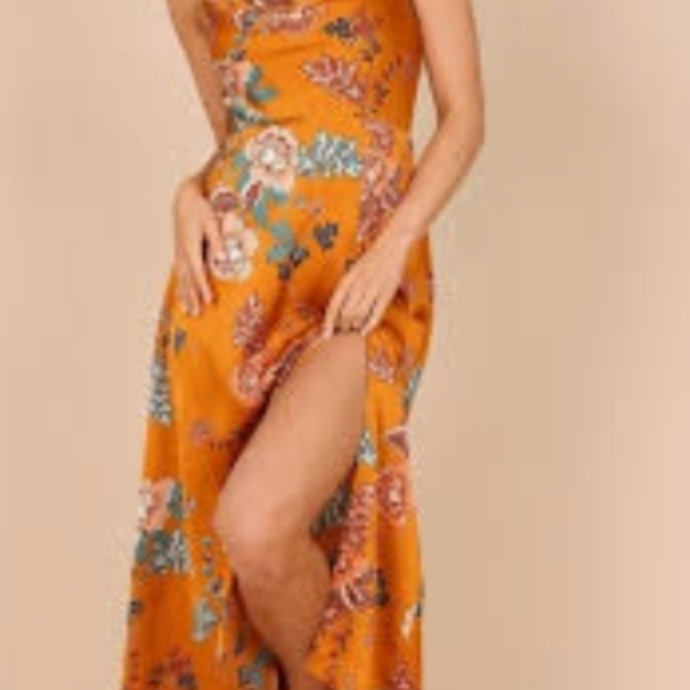 Petal & Pup One Shoulder Floral Dress in Orange